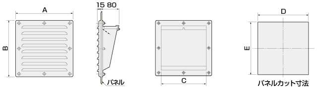 篠原電機 防噴流型ギャラリー 45タイプ IP45 ステンレス・鋼板製 G2-45BFS - 1