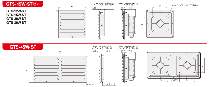 篠原電機 薄型防噴流ギャラリー IP45 ファンなしタイプ ステンレス製 GTS-30W - 2