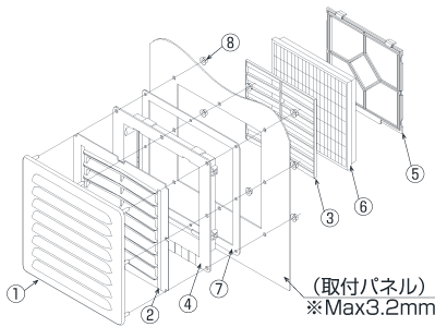 薄型防噴流ギャラリー(リアメンテタイプ)【塩害対策仕様】IP55 